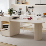 White Extendable Multi-Function Kitchen Island with Storage & Built-In Power Outlets
